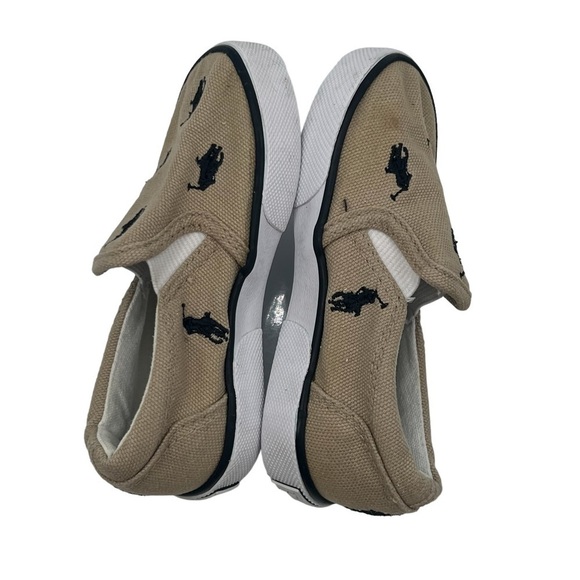 Polo Ralph Lauren Khaki Bal Harbour Slip On Canvas Loafers Size 6 Toddler - Picture 6 of 9